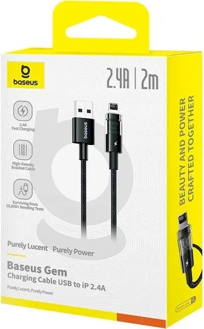 Kabllo karikimi Baseus Gem USB në IP 2.4A, 2 m, E zezë - 6