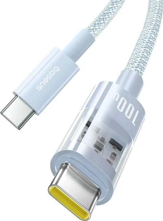 Kabllo Baseus Gem USB-C në USB-C, 2 m, 100 W, Kaltër - 2