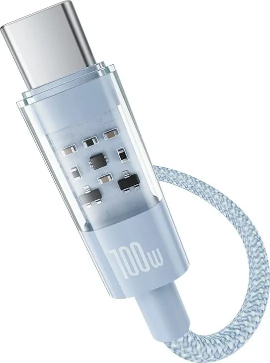 Kabllo Baseus Gem USB-C në USB-C, 2 m, 100 W, Kaltër - 3
