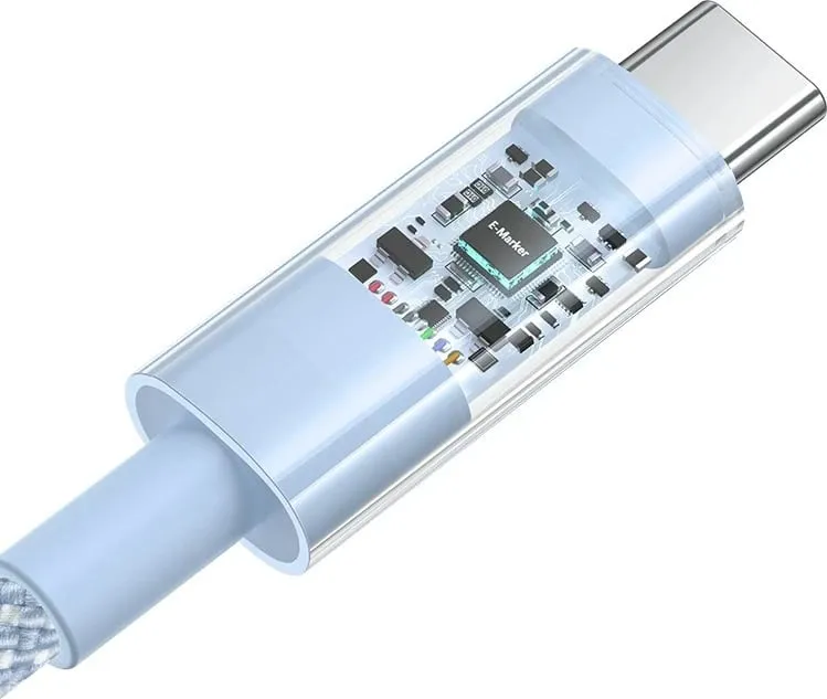 Kabllo Baseus Gem USB-C në USB-C, 2 m, 100 W, Kaltër - 4