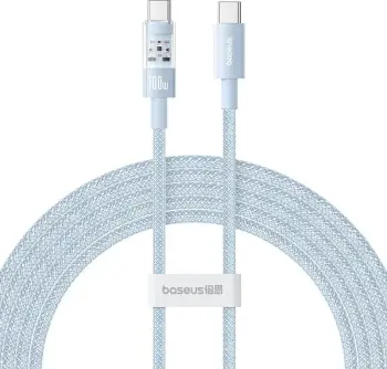 Kabllo Baseus Gem USB-C në USB-C, 2 m, 100 W, Kaltër