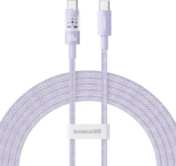 Kabllo Baseus Gem USB C në USB C, 2 m, 100 W, Vjollcë