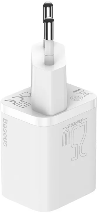 Karikues Baseus Super Si Quick 1C, USB-C, 25W, i bardhë + kabllo USB-C - USB-C, 3A, 1m, e bardhë - 2