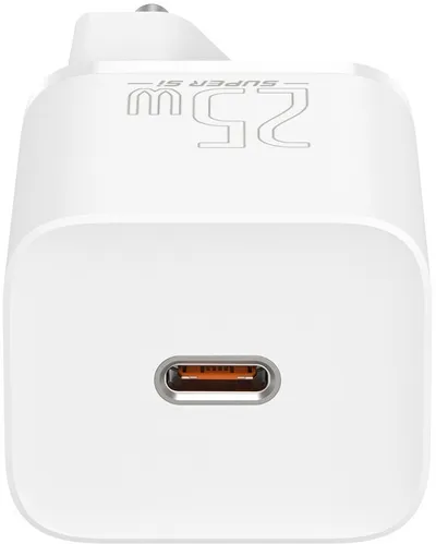 Karikues Baseus Super Si Quick 1C, USB-C, 25W, i bardhë + kabllo USB-C - USB-C, 3A, 1m, e bardhë - 3
