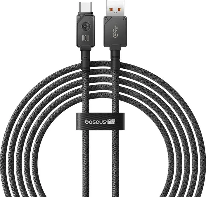 Kabllo USB Baseus Unbreakable, USB A në USB C, 2 m, 100 W, E zezë - 1