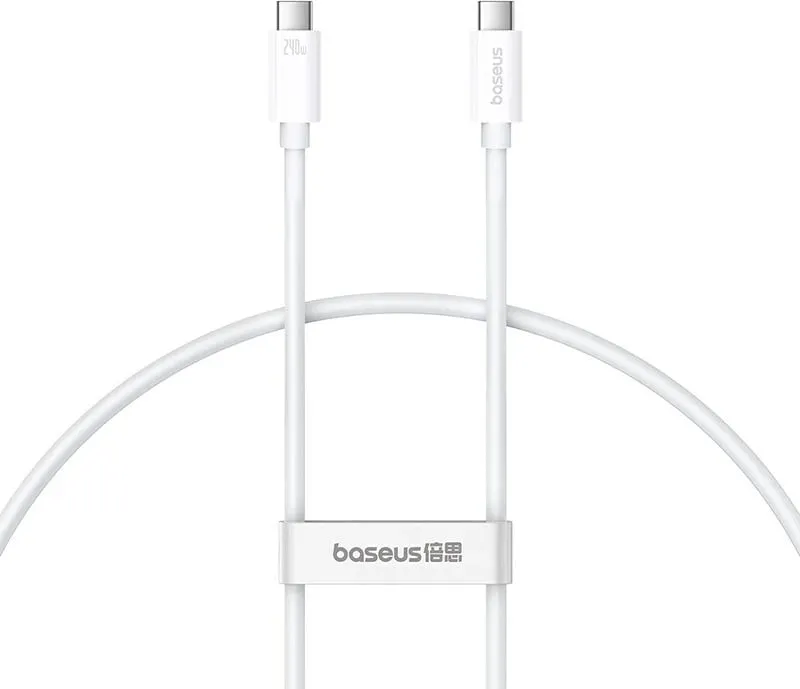 Kabëll USB C në USB C Baseus Superior, 1 m, 240 W, Bardhë - 1
