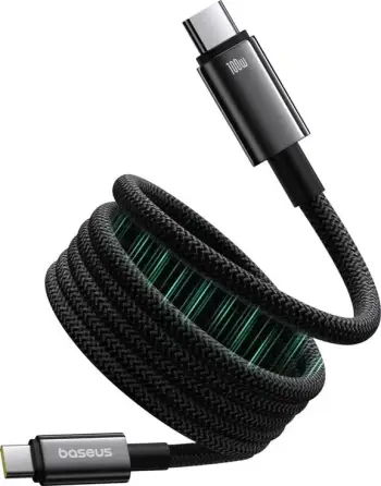 Kabllo Baseus Tungsten Magnetic USB-C në USB-C, 1 m, 100 W, E zezë