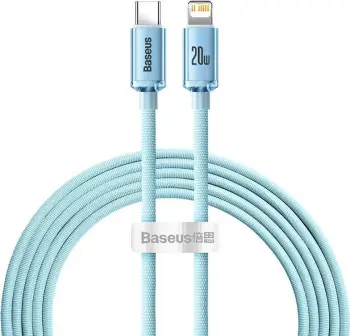 Kabëll Baseus Crystal Shine USB-C do Lightning 20W, 2m, blu