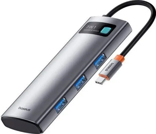 HUB Baseus Metal Gleam Series 7-Port, Space Grey - 1