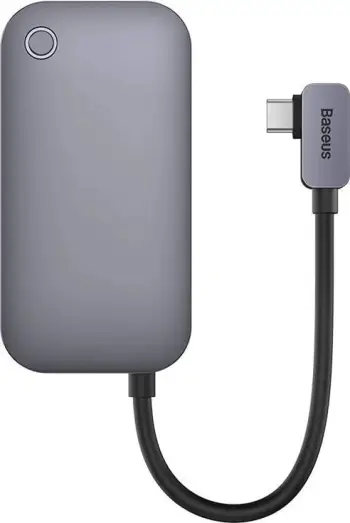 Hub Baseus PadJoy Series 4w1 USB-C në USB 3.0 + HDMI + USB-C PD + jack 3.5mm (Gri)