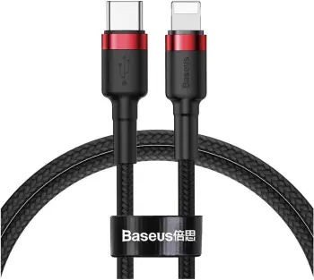 Kabllo Baseus Cafule USB-C do Lightning PD, 18W, 1m, e zezë e kuqe