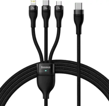 Kabllo karikimi Baseus Flash Series II CASS030201, 1.5 m, 100W, 3 në 1, e zezë