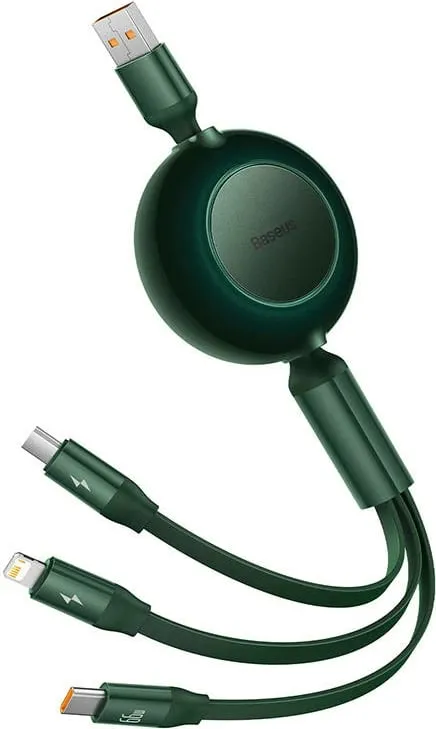 Kabllo karikimi Baseus Bright Mirror 2, 3 në 1, USB A në USB C microUSB Lightning, 1.1m, jeshile - 6