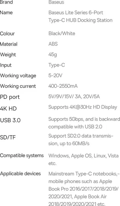 Dock USB C Baseus Lite Series WKQX050102, 6 në 1, HDMI 4K, gri - 5