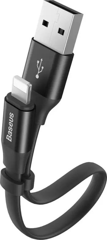 Kabllo USB Baseus Nimble, USB-A në Lightning, 0.23 m, e zezë