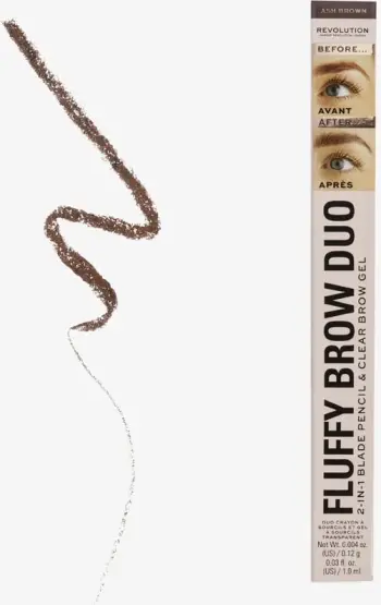 Laps për vetulla Revolution Fluffy Brow Duo, Ash Brown, 0.12 g