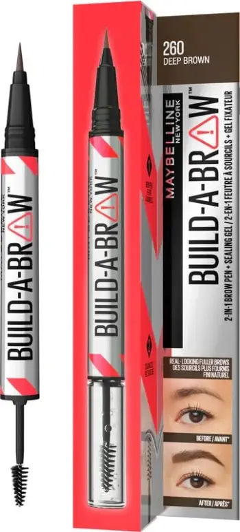 Maybelline – Eyebrow pencil and fixing gel Build A Brow 2 in 1 – 260 Deep Brown