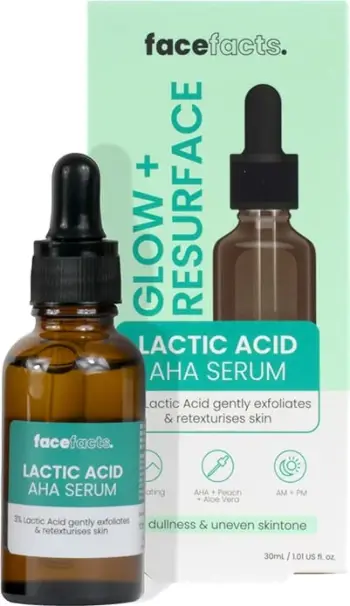 Face Facts Glow & Resurface Lactic Acid AHA Serum - 30ml