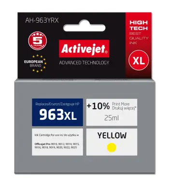 Ngjyrë për printer Activejet AH-963YRX (zëvendësim për HP 963XL), 25 ml, e verdhë