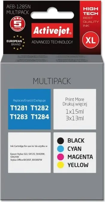 Ngjyrë printeri Activejet AEB-1285N, multi-pack, i zi/magneta/cian/i verdhë