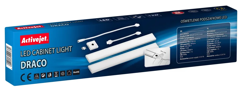 Set llamba LED Activejet AJE-DRACO, nënshtrëse, të bardha - 2