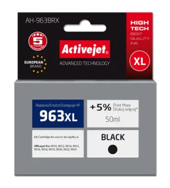 Ngjyrë për printer Activejet AH-963BRX (zëvendësim për HP 963XL), 50 ml, e zezë