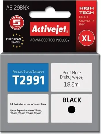 Ngjyrë për printer Activejet AE-29BNX (zëvendësim për Epson 29XL T2991), 18.2 ml, e zezë