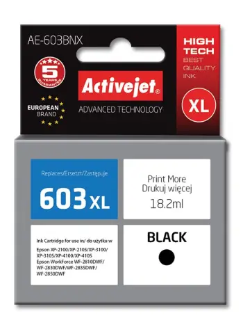 Ngjyrë për printer Activejet AE-603BNX (zëvendësim për Epson C13T03A14), 18.2 ml, e zezë