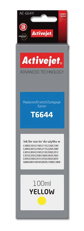 Ngjyrë për printer Activejet AE-664Y (zëvendësim për Epson T6644), 100 ml, e verdhë - 1