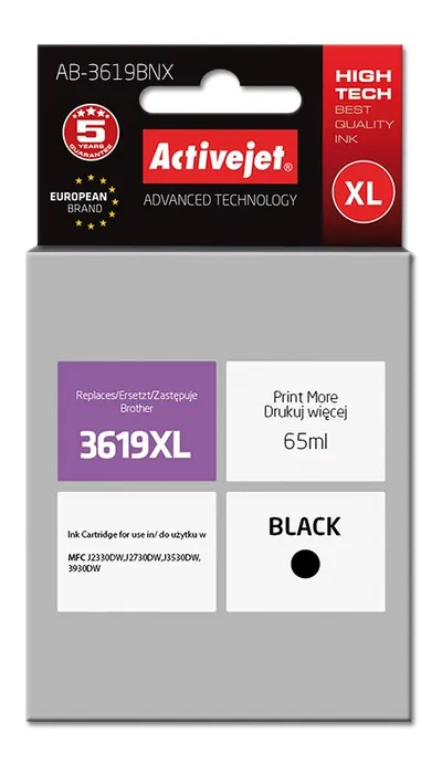 Ngjyrë për printer Activejet AB-3619BNX (zëvendësim për Brother LC3619Bk), 65 ml, e zezë - 1