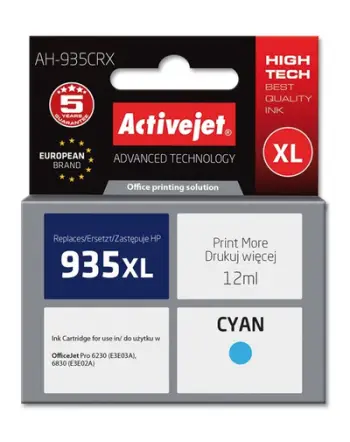 Ngjyrë për printer Activejet AH-935CRX (zëvendësim për HP 935XL C2P24AE), 12 ml, e kaltër