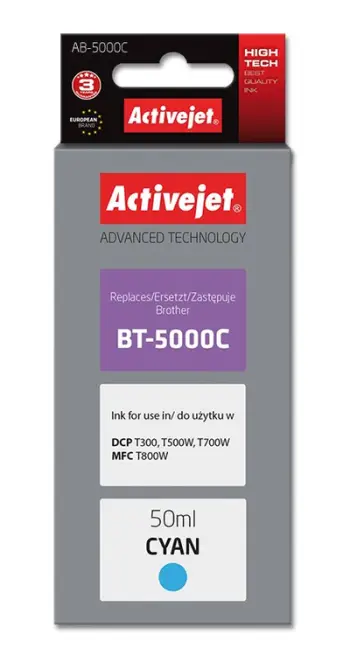 Ngjyrë për printer Activejet AB-5000C (zëvendësim për Brother BT-5000C), 50 ml, e kaltër
