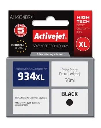 Ngjyrë për printer Activejet AH-934BRX (zëvendësim për HP 934XL C2P23AE), 50 ml, e zezë