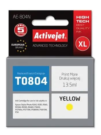 Ngjyrë për printer Activejet AE-804N (zëvendësim për Epson T0804), 13.5 ml, e verdhë