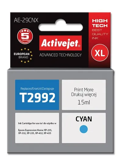 Ngjyrë për printer Activejet AE-29CNX (zëvendësim për Epson 29XL T2992), 15 ml, e kaltër - 1