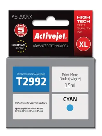 Ngjyrë për printer Activejet AE-29CNX (zëvendësim për Epson 29XL T2992), 15 ml, e kaltër