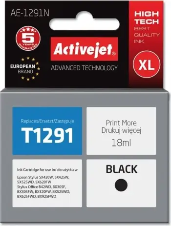 Ngjyrë për printer Activejet AE-1291N (zëvendësim për Epson T1291), 18 ml, e zezë