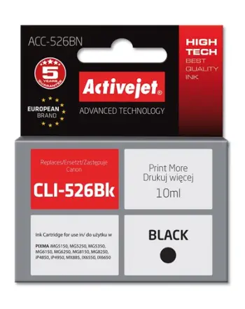 Ngjyrë për printer Activejet ACC-526BN (zëvendësim për Canon CLI-526Bk), 10 ml, e zezë