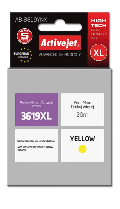 Ngjyrë për printer Activejet AB-3619YNX (zëvendësim për Brother LC3619Y), 20 ml, e verdhë - 1