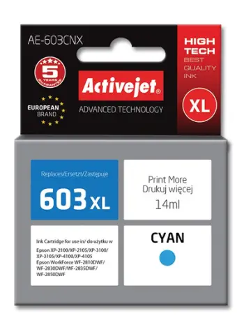 Ngjyrë për printer Activejet AE-603CNX (zëvendësim për Epson C13T03A24), 14 ml, e kaltër
