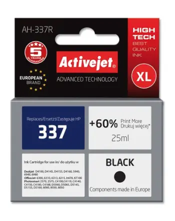 Ngjyrë për printer Activejet AH-337R (zëvendësim për HP 337 C9364EE), 25 ml, e zezë