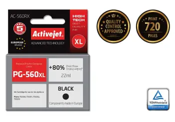 Ngjyrë për printer Activejet AC-560RX (zëvendësim për Canon PG-560XL), 22 ml, e zezë