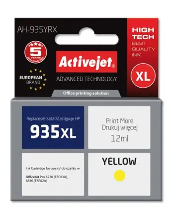 Ngjyrë për printer Activejet AH-935YRX (zëvendësim për HP 935XL C2P26AE), 12 ml, e verdhë