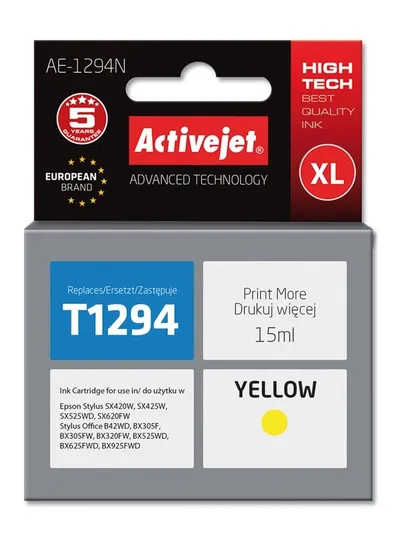 Ngjyrë për printer Activejet AE-1294N (zëvendësim për Epson T1294), 15 ml, e verdhë - 1
