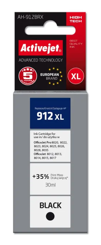 Ngjyrë për printer Activejet AH-912BRX (zëvendësim për HP 912XL), 30 ml, e zezë