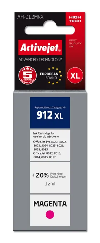 Ngjyrë për printer Activejet AH-912MRX (zëvendësim për HP 912XL), 12 ml, vjollcë