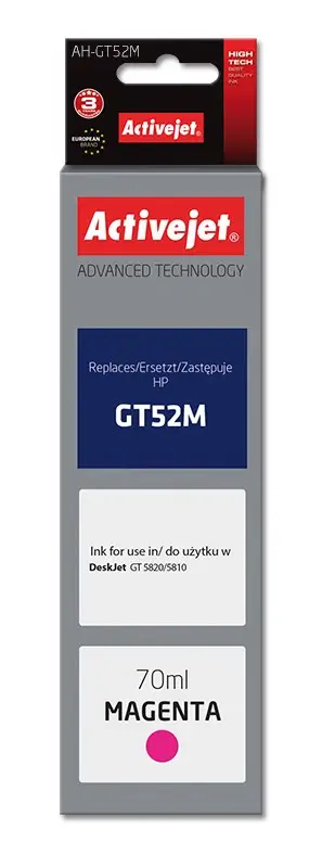 Ngjyrë për printer Activejet AH-GT52M (zëvendësim për HP GT52M M0H55AE), 70 ml, vjollcë