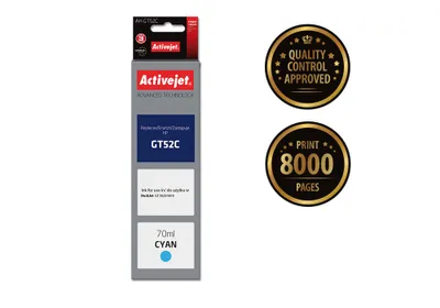 Ngjyrë për printer Activejet AH-GT52C (zëvendësim për HP GT52C M0H54AE), 70 ml, e kaltër - 2