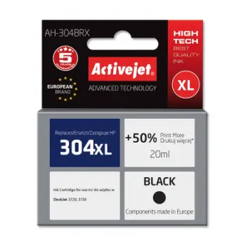 Ngjyrë për printer Activejet AH-304BRX (zëvendësim për HP 304XL N9K08AE), 20 ml, e zezë