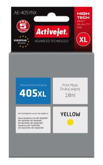 Ngjyrë për printer Activejet AE-405YNX (zëvendësim për Epson 405XL C13T05H44010), 18 ml, e verdhë